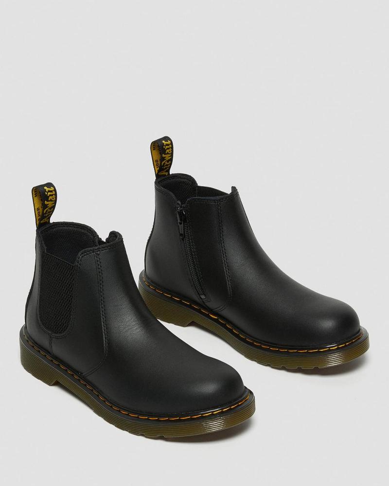 Dr Martens Youth 2976 Softy T Læder Chelsea Støvler Børn Sort | DK 671KOR